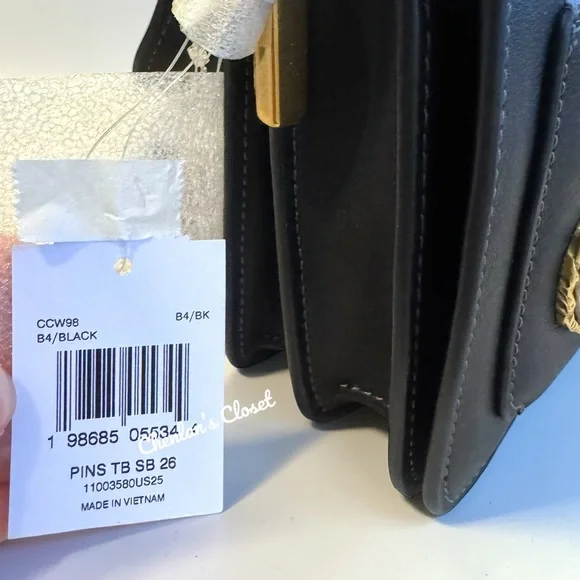 NWY Coach Tabby Shoulder Bag 26 with Pins Black Leather - Picture 10 of 13